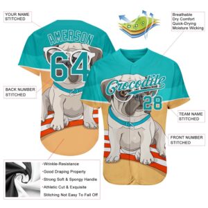 Old Gold Teal White 3D Pattern Design Puppy Pug Authentic Baseball Jersey Custom Baseball Jersey Personalized Sport Jersey 2 u0yhz9.jpg