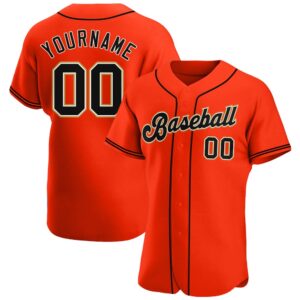 Orange Black-Cream Authentic Baseball Jersey, Custom Baseball&hellip;