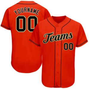 Orange Black-Old Gold Authentic Baseball Jersey, Custom&hellip;