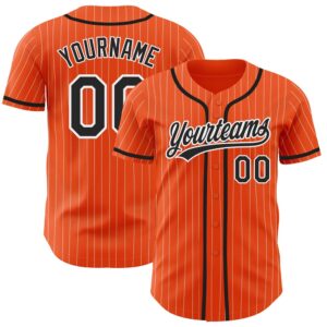 Orange White Pinstripe Black Authentic Baseball Jersey,&hellip;