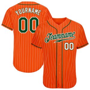 Orange White Pinstripe Green-White Authentic Baseball Jersey,&hellip;