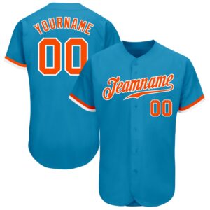Panther Blue Orange-White Authentic Baseball Jersey, Custom&hellip;