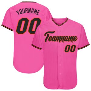 Pink Black-Orange Authentic Baseball Jersey, Custom Baseball&hellip;