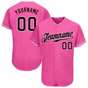 Pink Black-White Authentic Baseball Jersey, Custom Baseball&hellip;