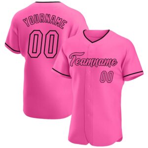 Pink Pink-Black Authentic Baseball Jersey, Custom Baseball&hellip;