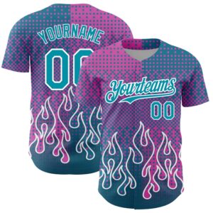 Pink Teal-White 3D Pattern Design Flame Authentic&hellip;