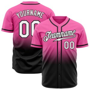Pink White-Black Authentic Fade Fashion Baseball Jersey,&hellip;