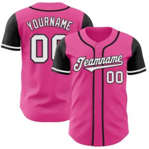 Pink White-Black Authentic Two Tone Baseball Jersey,&hellip;