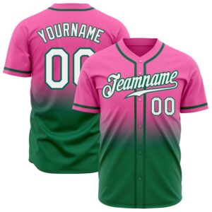 Pink White-Kelly Green Authentic Fade Fashion Baseball&hellip;