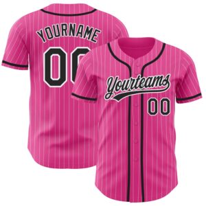 Pink White Pinstripe Black Authentic Baseball Jersey,&hellip;