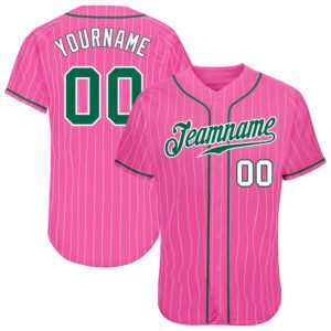 Pink White Pinstripe Kelly Green-White Authentic Baseball&hellip;