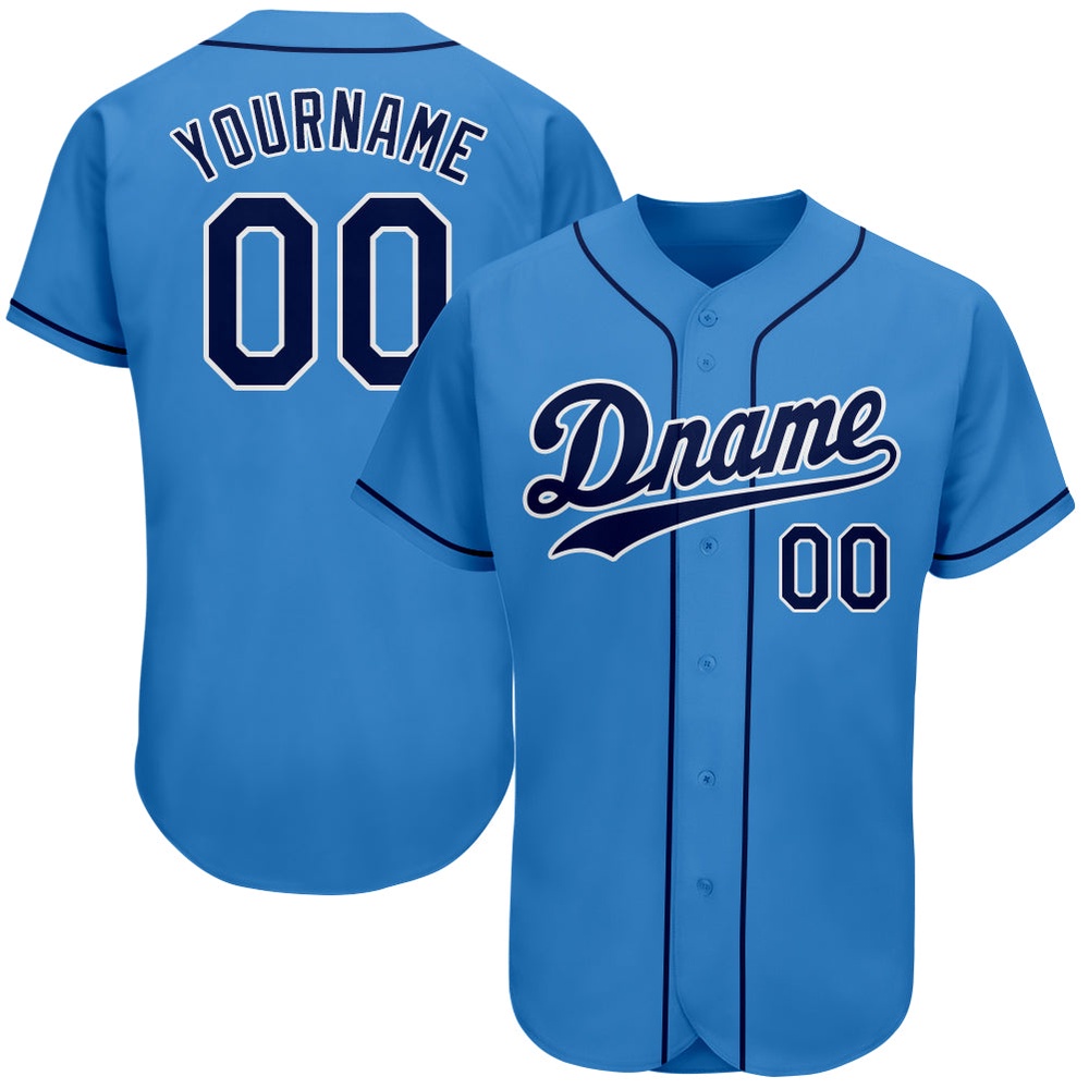 Powder Blue Navy-White Authentic Baseball Jersey, Custom Baseball Jersey, Personalized Sport Jersey Powder Blue Navy-White Authentic Baseball Jersey, Custom Baseball Jersey, Personalized Sport Jersey