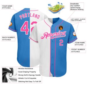 Powder Blue Pink White Authentic Split Fashion Baseball Jersey Custom Baseball Jersey Personalized Sport Jersey 2 b7yym4.jpg