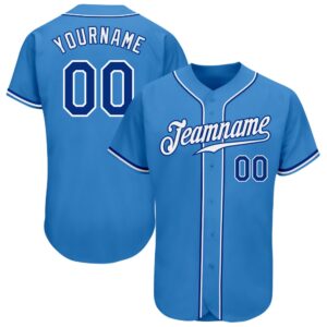 Powder Blue Royal-White Authentic Baseball Jersey, Custom&hellip;