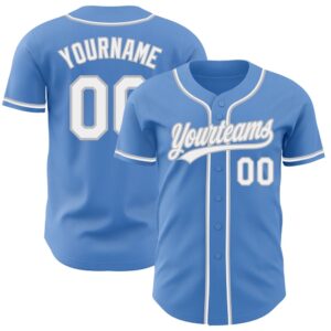 Powder Blue White-Gray Authentic Baseball Jersey, Custom&hellip;
