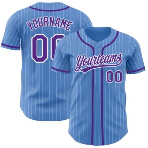 Powder Blue White Pinstripe Purple Authentic Baseball&hellip;