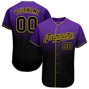 Purple Black-Gold Authentic Fade Fashion Baseball Jersey,&hellip;