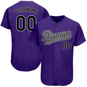 Purple Black-Gray Authentic Baseball Jersey, Custom Baseball&hellip;