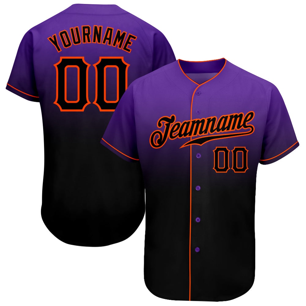 Purple Black-Orange Authentic Fade Fashion Baseball Jersey, Custom Baseball Jersey, Personalized Sport Jersey