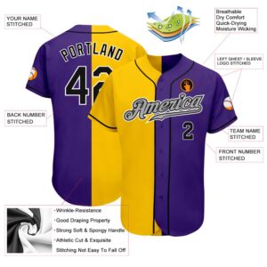 Purple Black-Yellow Authentic Split Fashion Baseball Jersey,&hellip;