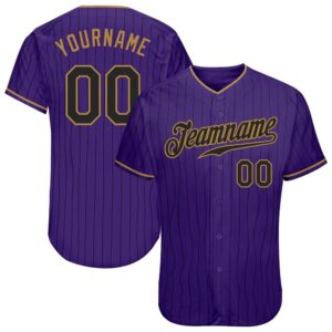 Purple Black Pinstripe Black-Old Gold Authentic Baseball&hellip;