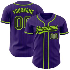 Purple Black Pinstripe Neon Green Authentic Baseball&hellip;