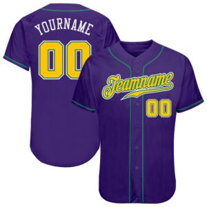 Purple Gold-Kelly Green Authentic Baseball Jersey, Custom&hellip;