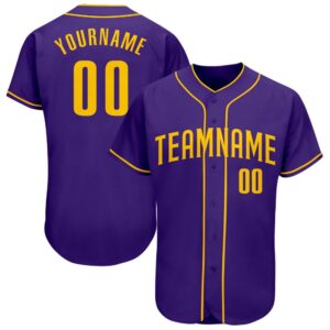 Purple Gold Authentic Baseball Jersey, Custom Baseball&hellip;