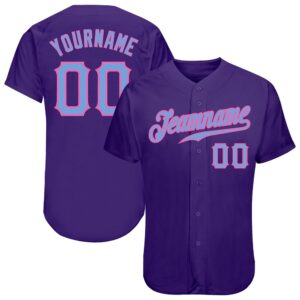Purple Light Blue-Pink Authentic Baseball Jersey, Custom&hellip;