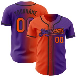 Purple Orange-Black Authentic Gradient Fashion Baseball Jersey,&hellip;
