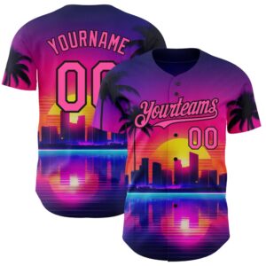 Purple Pink-Black 3D Miami Palm Trees City&hellip;