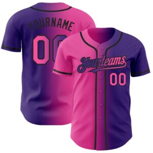 Purple Pink-Black Authentic Gradient Fashion Baseball Jersey,&hellip;