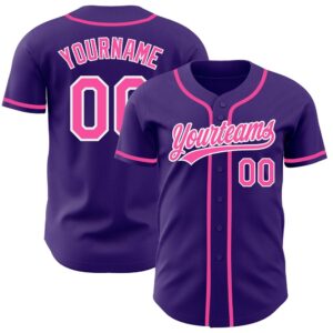 Purple Pink-White Authentic Baseball Jersey, Custom Baseball&hellip;