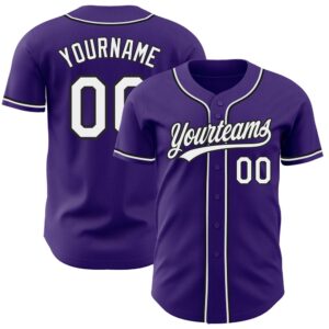 Purple White-Black Authentic Baseball Jersey, Custom Baseball&hellip;
