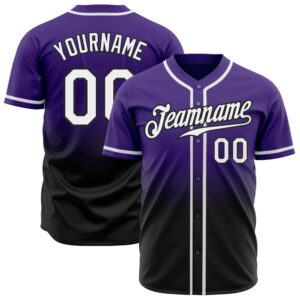 Purple White-Black Authentic Fade Fashion Baseball Jersey,&hellip;