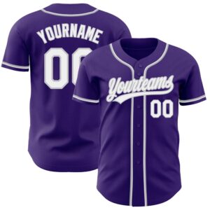 Purple White-Gray Authentic Baseball Jersey, Custom Baseball&hellip;