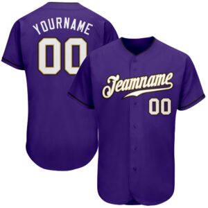 Purple White-Old Gold Authentic Baseball Jersey, Custom&hellip;