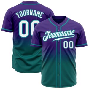 Purple White-Teal Authentic Fade Fashion Baseball Jersey,&hellip;