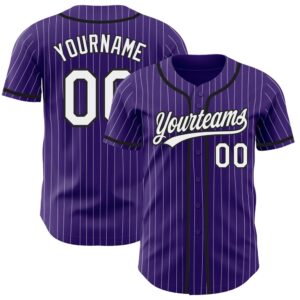 Purple White Pinstripe Black Authentic Baseball Jersey,&hellip;