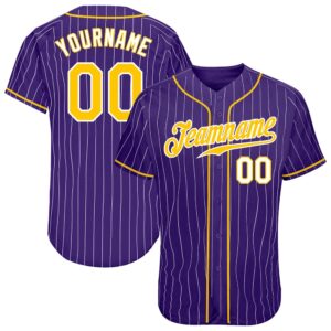 Purple White Pinstripe Gold-White Authentic Baseball Jersey,&hellip;