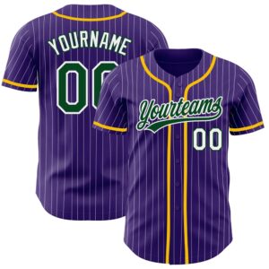 Purple White Pinstripe Green Authentic Baseball Jersey,&hellip;