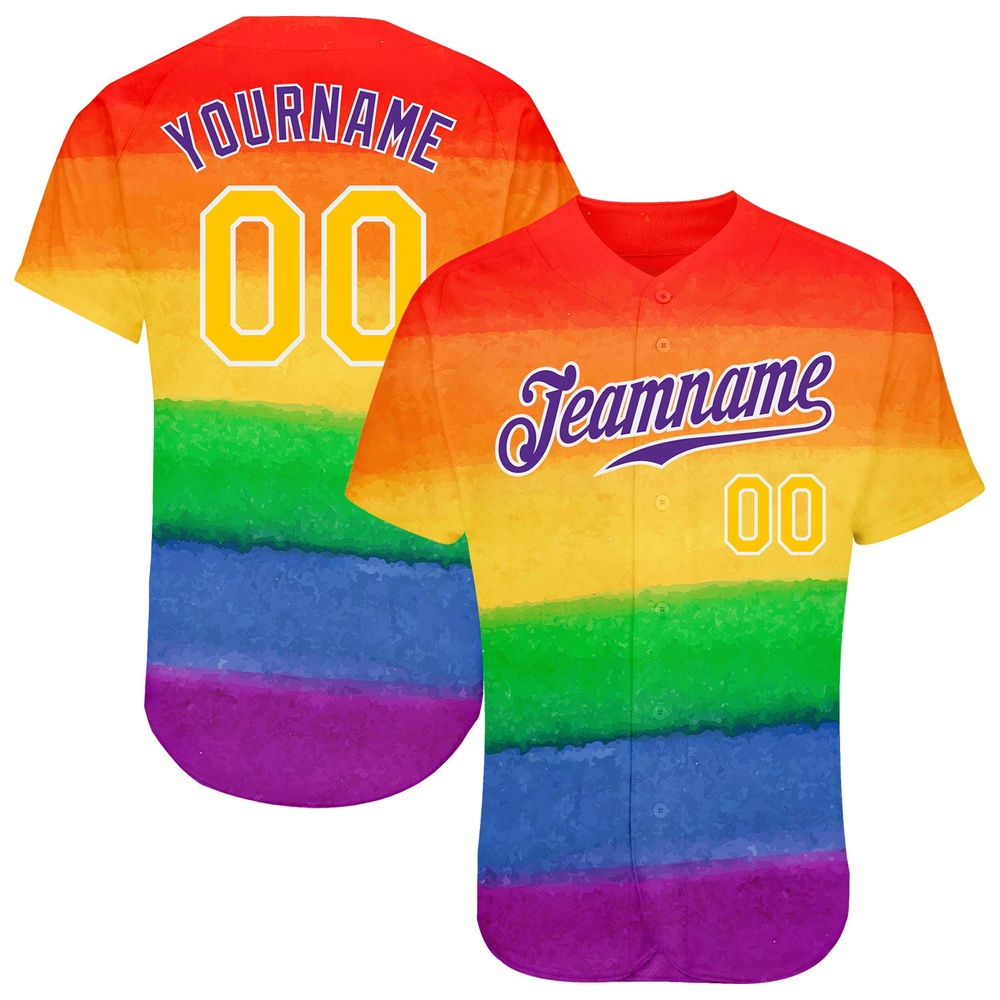 Rainbow For Pride Month Love Is Love LGBT Authentic Baseball Jersey, Custom Baseball Jersey, Personalized Sport Jersey
