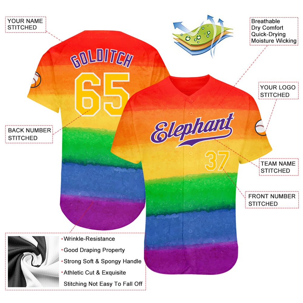Rainbow For Pride Month Love Is Love LGBT Authentic Baseball Jersey, Custom Baseball Jersey, Personalized Sport Jersey