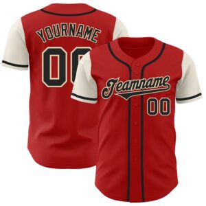 Red Black-Cream Authentic Two Tone Baseball Jersey,&hellip;