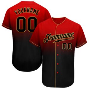 Red Black-Old Gold Authentic Fade Fashion Baseball&hellip;