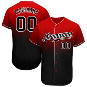 Red Black-White Authentic Fade Fashion Baseball Jersey,&hellip;