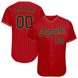 Red Black Pinstripe Black-Old Gold Authentic Baseball&hellip;
