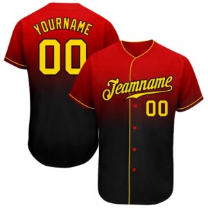 Red Gold-Black Authentic Fade Fashion Baseball Jersey,&hellip;