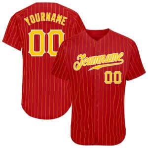 Red Gold Pinstripe Gold-White Authentic Baseball Jersey,&hellip;