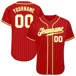 Red Gold Pinstripe White-Gold Authentic Baseball Jersey,&hellip;